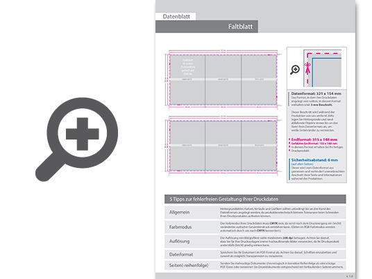 Product Bild faltblatt__gefalzt_auf_din_a6__6-seiter_(zickzackfalz)__beidseitig_bedruckt_(4_4_farbig_+_2_sonderfarben_hks)
