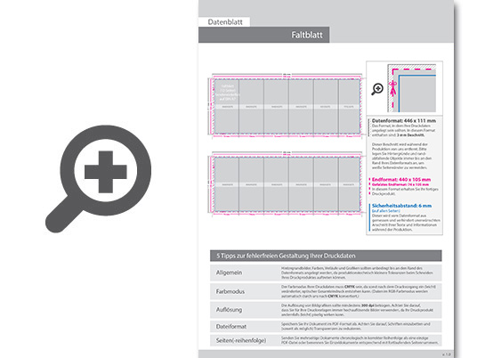 Product Bild faltblatt__gefalzt_auf_din_a7__vertikaler_sonderwickelfalz__12-seitig