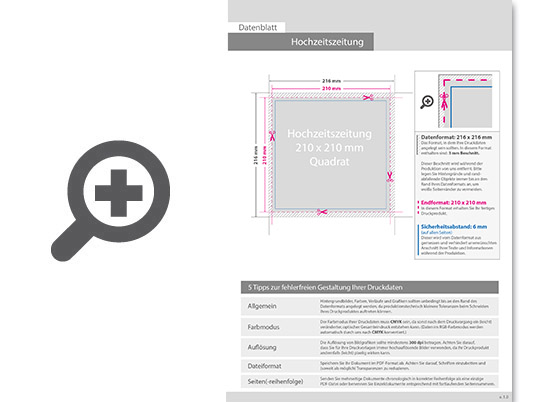 Product Bild hochzeitszeitung_mit_drahtheftung__endformat_quadrat_21_0_cm_x_21_0_cm__8-seitig